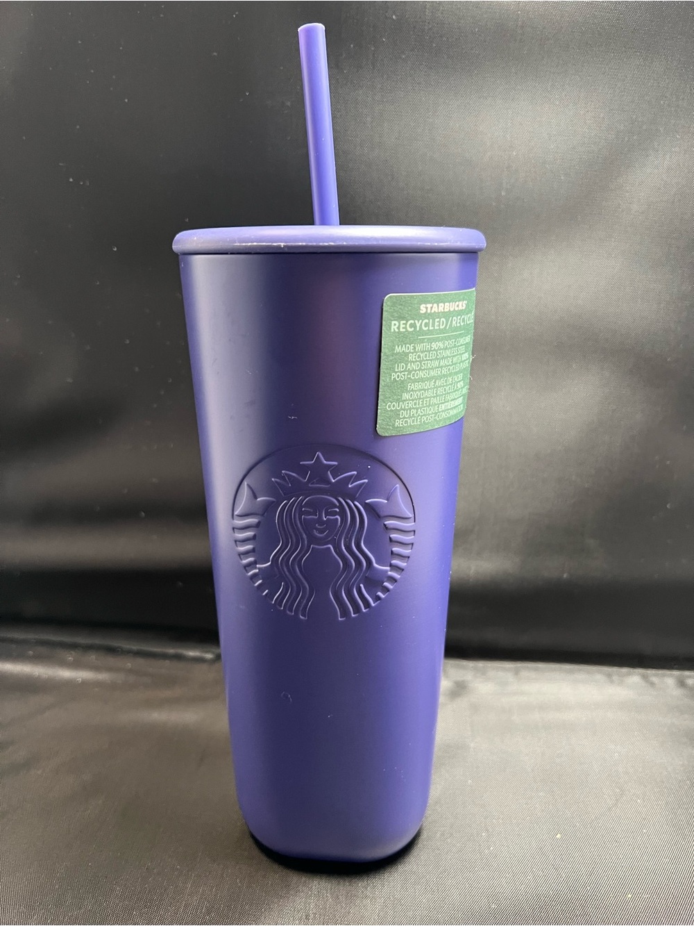 Starbucks Purple 24oz Recycled Stainless Steel Cold Cup Tumbler Venti NWT Straw